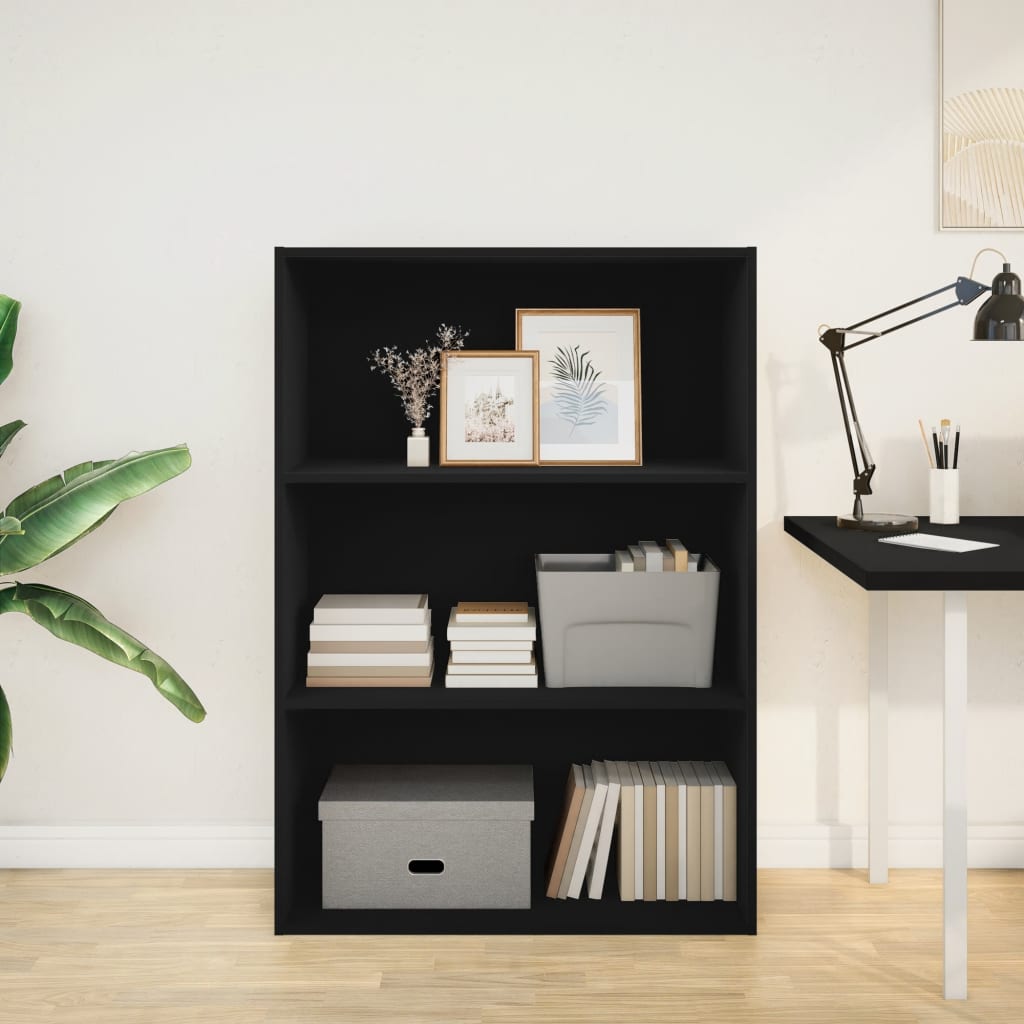 Libreria Nera 80x30x114 cm in Legno Multistrato