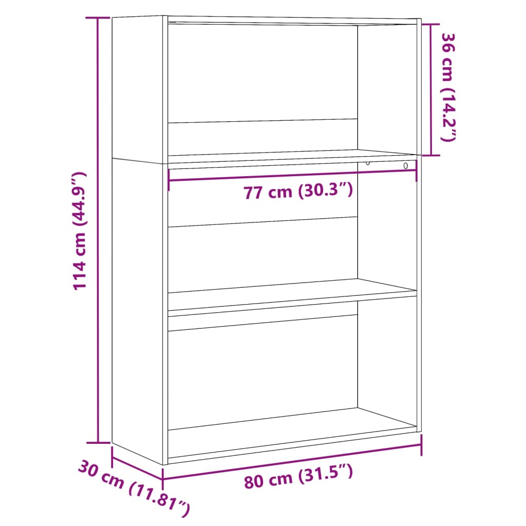 Libreria Nera 80x30x114 cm in Legno Multistrato