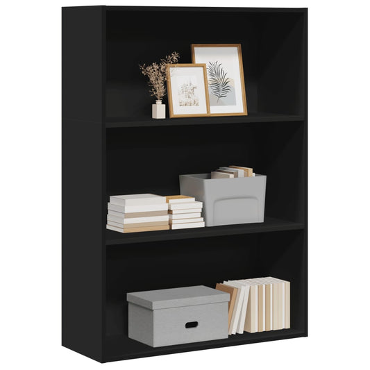 Libreria Nera 80x30x114 cm in Legno Multistrato