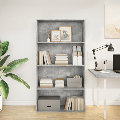 Libreria Grigio Cemento 80x30x152 cm in Legno Multistrato