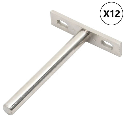 Staffe Mensole Galleggianti 12pz Ø10x100 mm Acciaio al Carbonio | homemem39