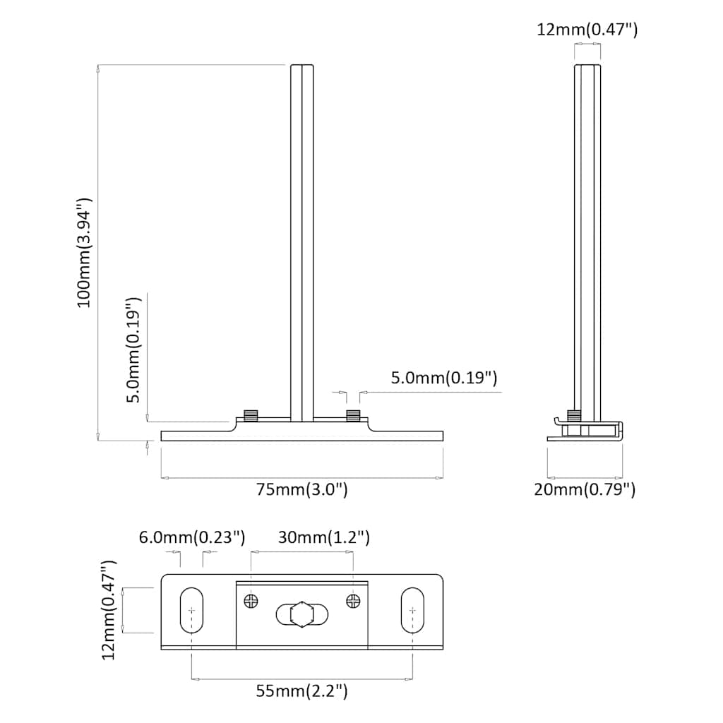 Staffe Mensole Galleggianti 12pz Ø12x100 mm Acciaio al Carbonio