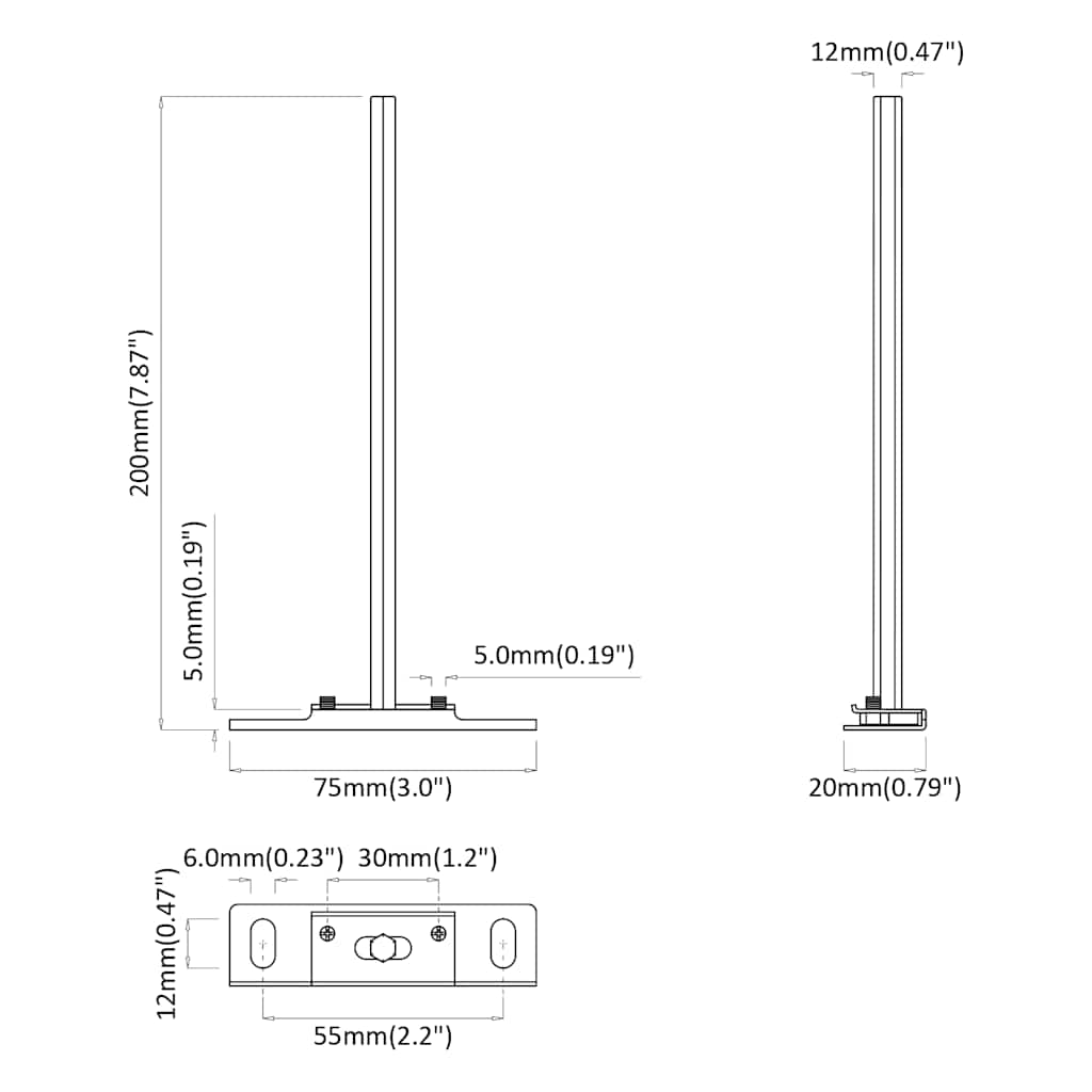 Staffe Mensole Galleggianti 12pz Ø12x200 mm Acciaio al Carbonio | homemem39
