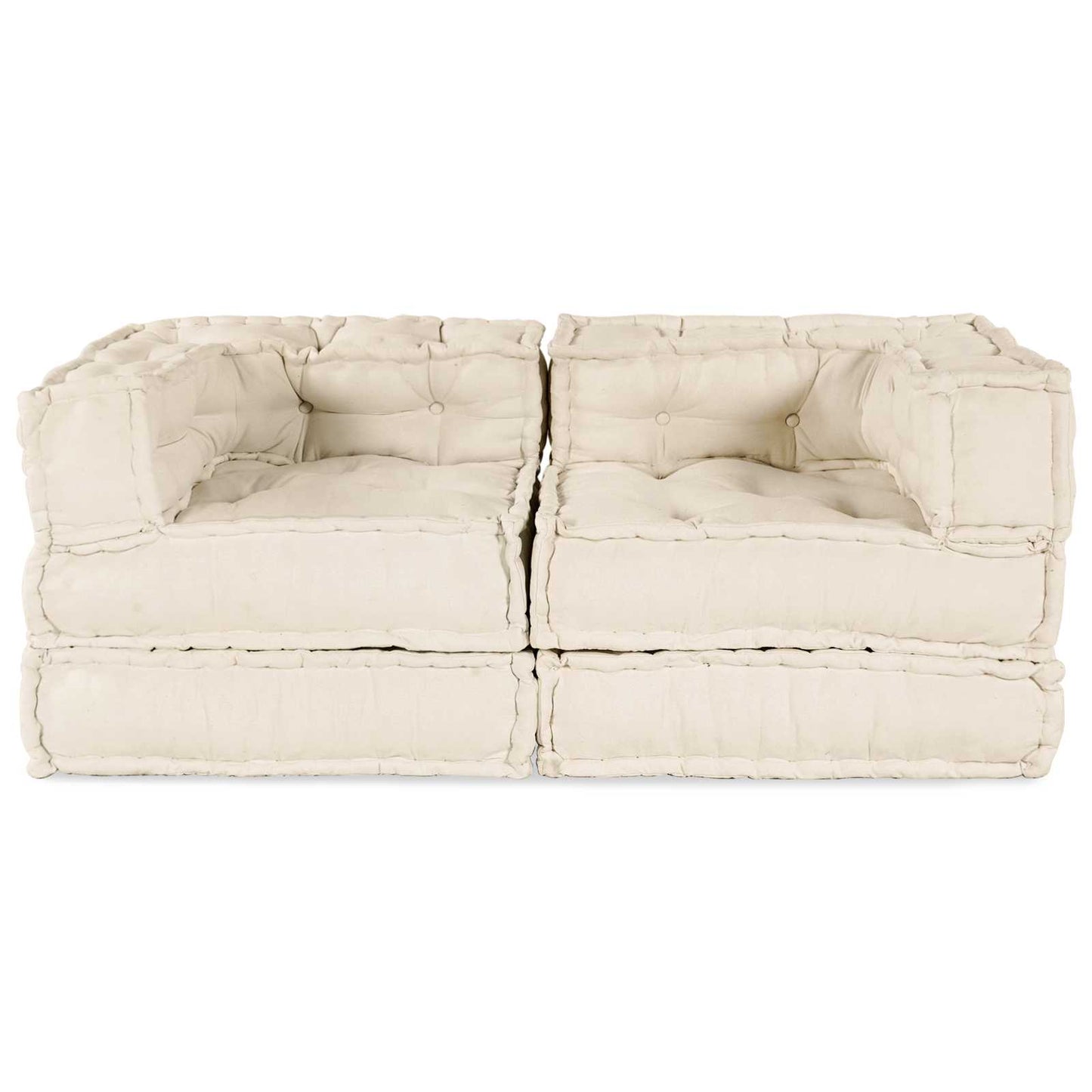 Unità di Divano Modulare 2 pcs Crema 140 x 70 x 56 cm Tessuto | homemem39