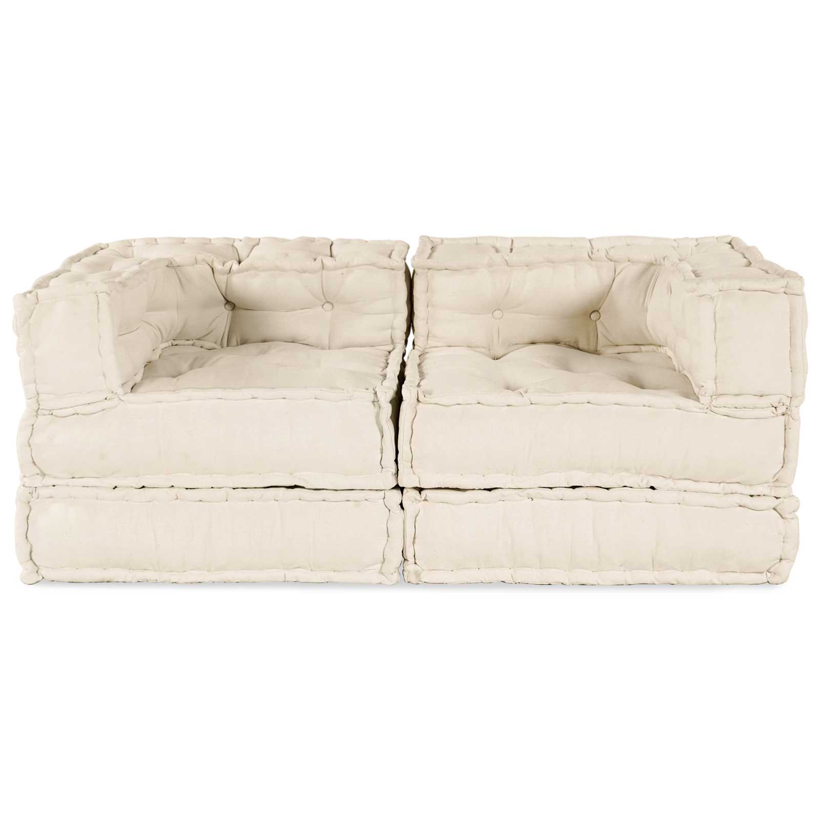 Unità di Divano Modulare 2 pcs Crema 140 x 70 x 56 cm Tessuto | homemem39