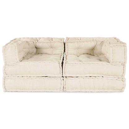 Unità di Divano Modulare 2 pcs Crema 140 x 70 x 56 cm Tessuto | homemem39
