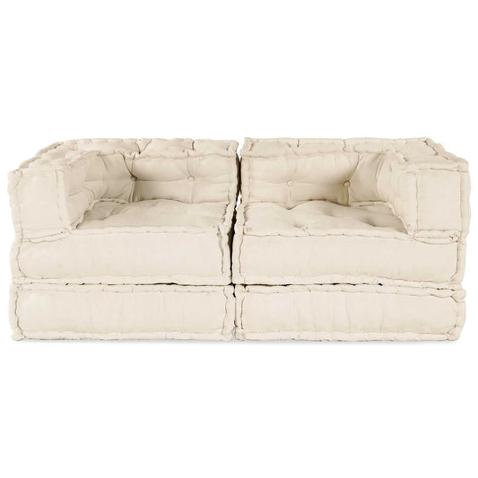 Unità di Divano Modulare 2 pcs Crema 140 x 70 x 56 cm Tessuto | homemem39
