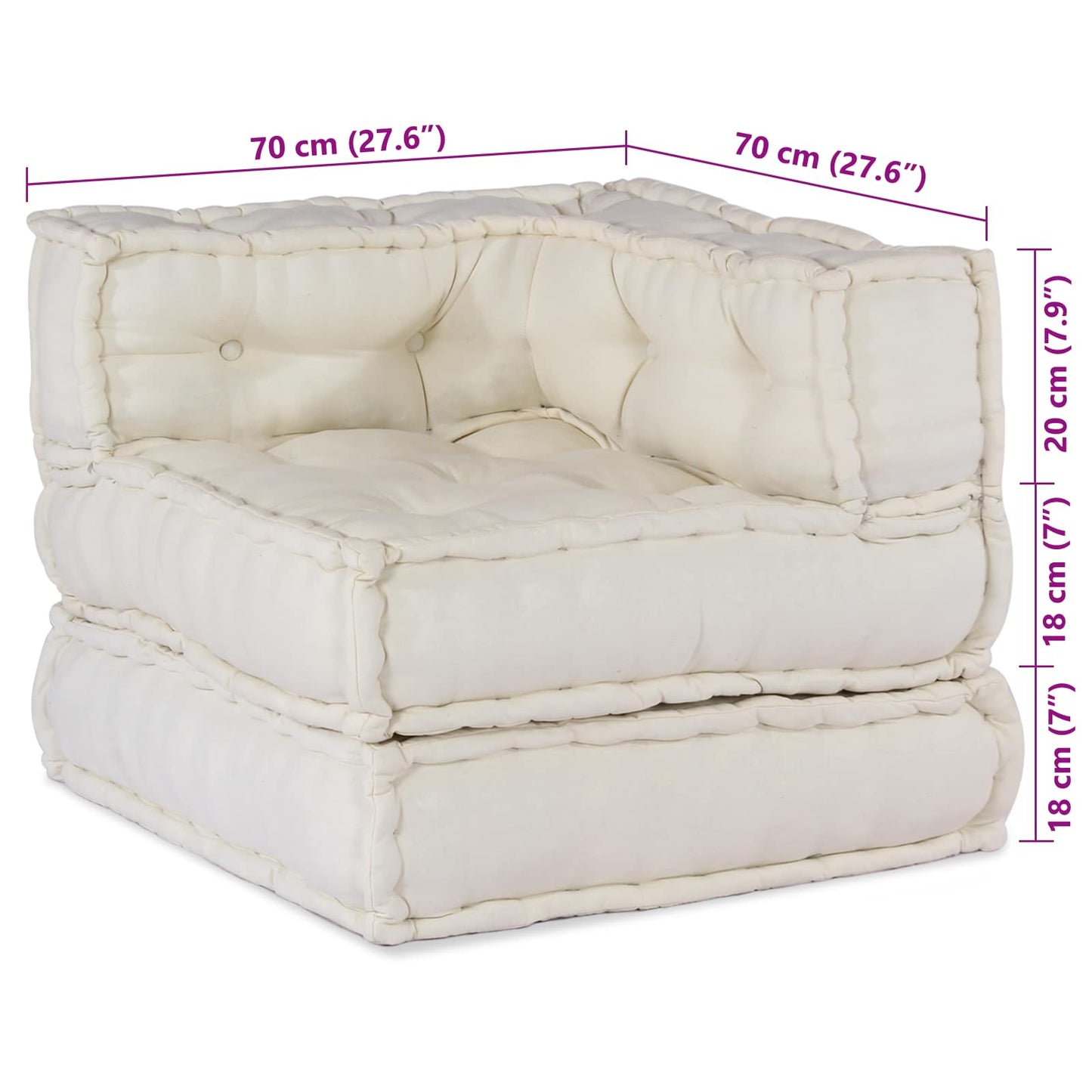 Unità di Divano Modulare 2 pcs Crema 140 x 70 x 56 cm Tessuto | homemem39