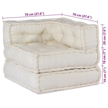 Unità di Divano Modulare 2 pcs Crema 140 x 70 x 56 cm Tessuto | homemem39