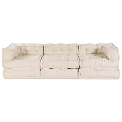 Unità di Divano Modulare 3 pcs Crema Tessuto | homemem39