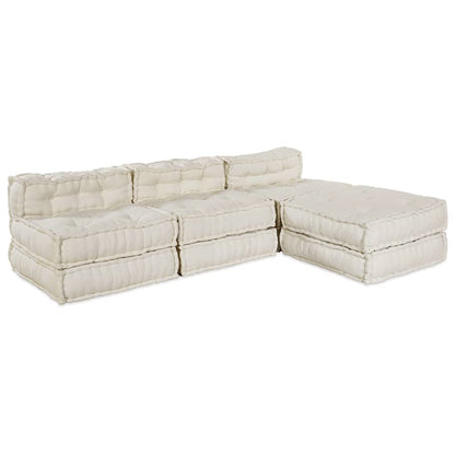 Unità di Divano Modulare 4 pcs Crema Tessuto | homemem39