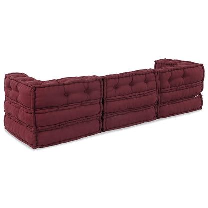 Unità di Divano Modulare 3 pcs Bordeaux Tessuto