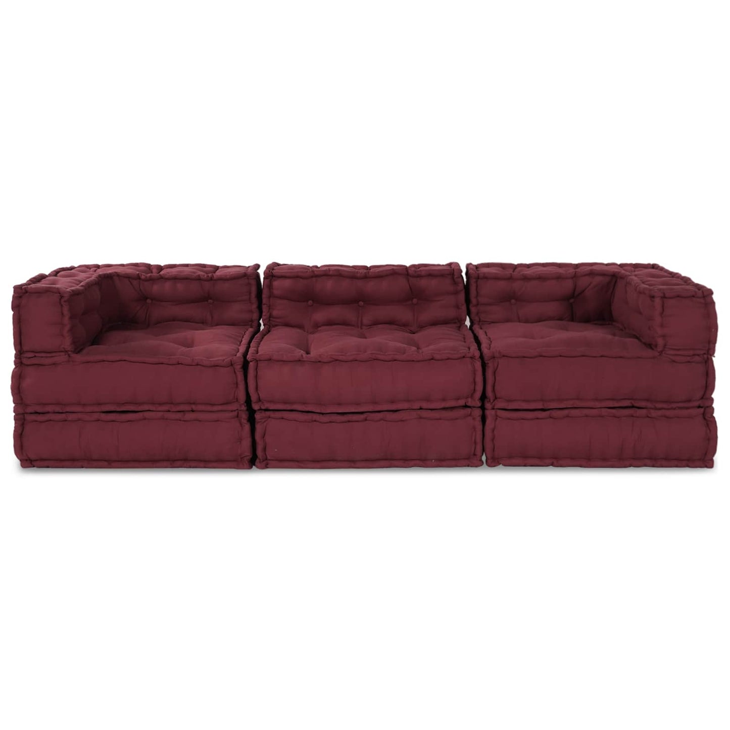 Unità di Divano Modulare 3 pcs Bordeaux Tessuto | homemem39