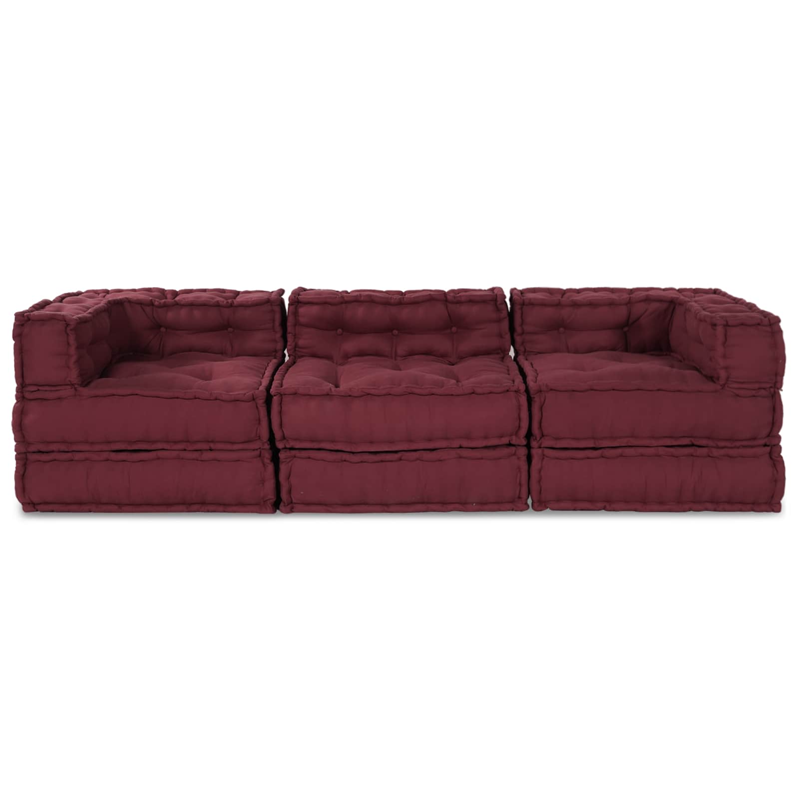 Unità di Divano Modulare 3 pcs Bordeaux Tessuto | homemem39