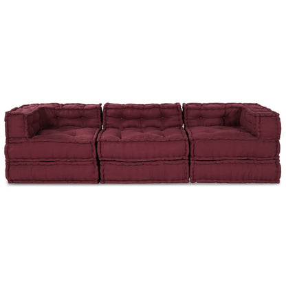 Unità di Divano Modulare 3 pcs Bordeaux Tessuto