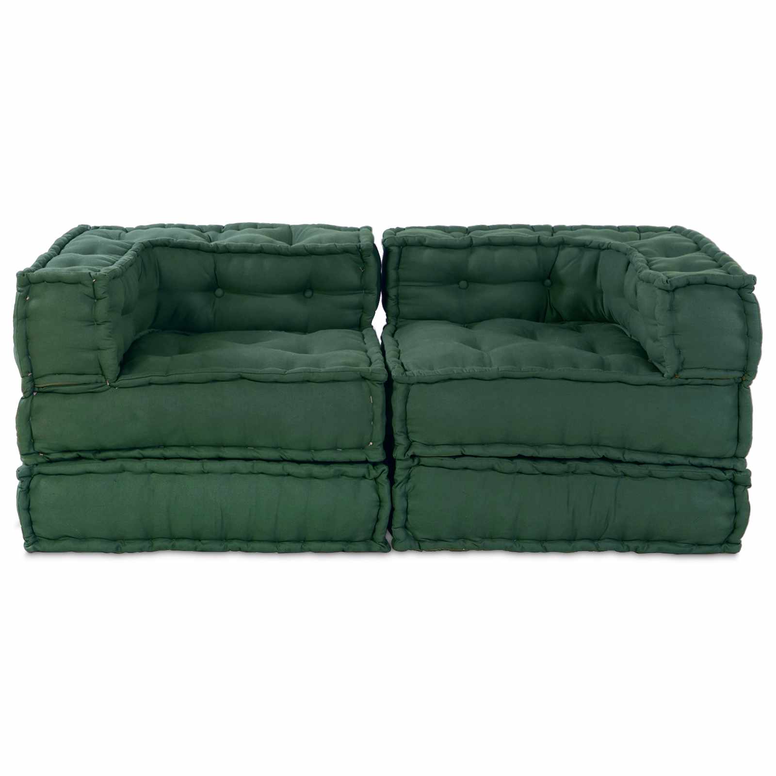 Unità di Divano Modulare 2 pcs Verde 140 x 70 x 56 cm Tessuto | homemem39