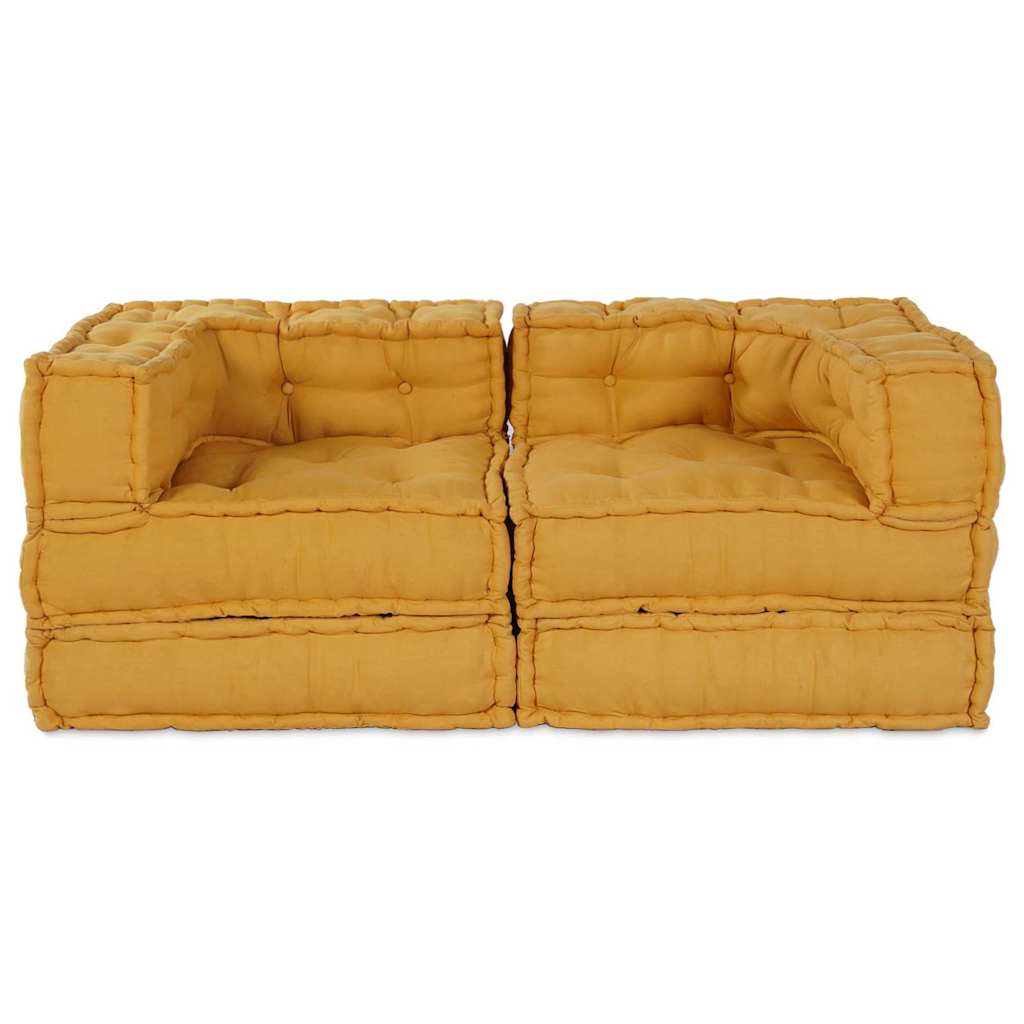 Unità di Divano Modulare 2 pcs Giallo 140 x 70 x 56 cm Tessuto | homemem39