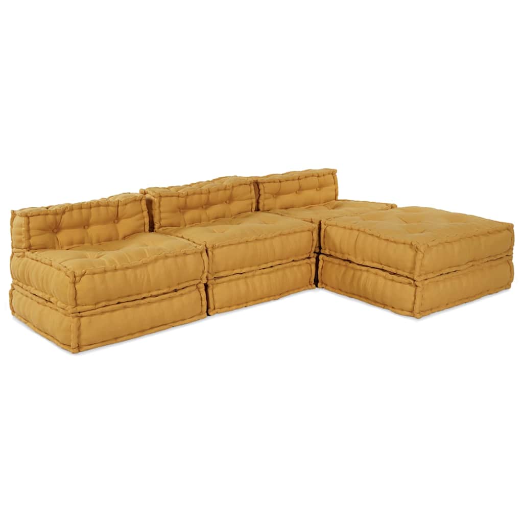 Unità di Divano Modulare 4 pcs Giallo Tessuto