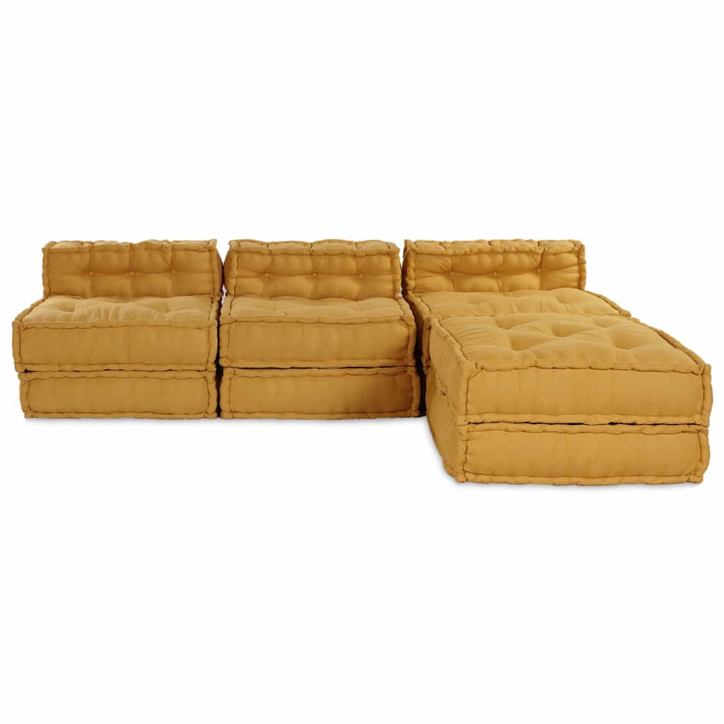 Unità di Divano Modulare 4 pcs Giallo Tessuto