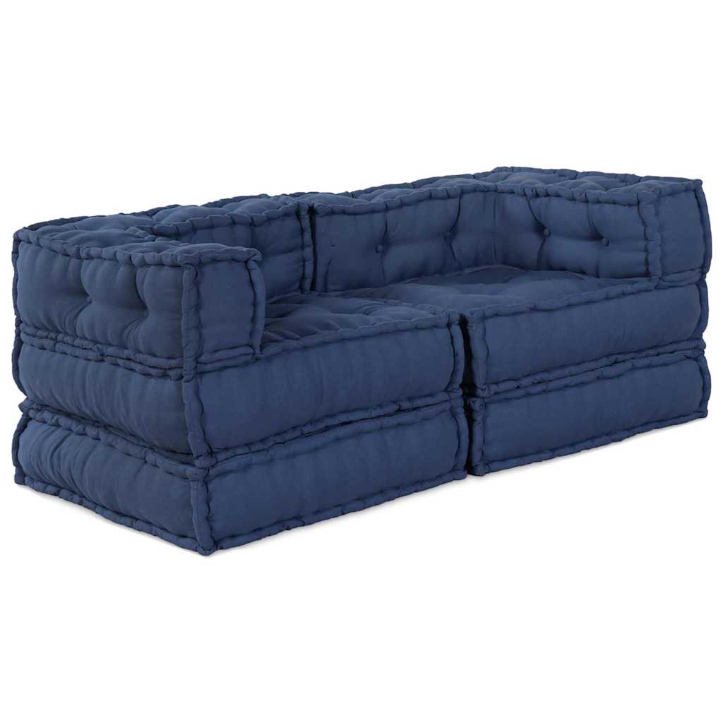 Unità di Divano Modulare 2 pcs Indaco 140 x 70 x 56 cm Tessuto | homemem39