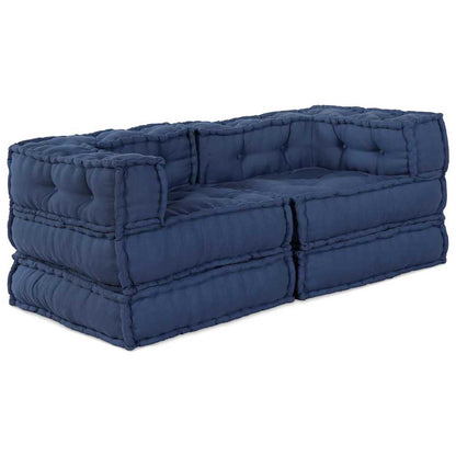 Unità di Divano Modulare 2 pcs Indaco 140 x 70 x 56 cm Tessuto | homemem39