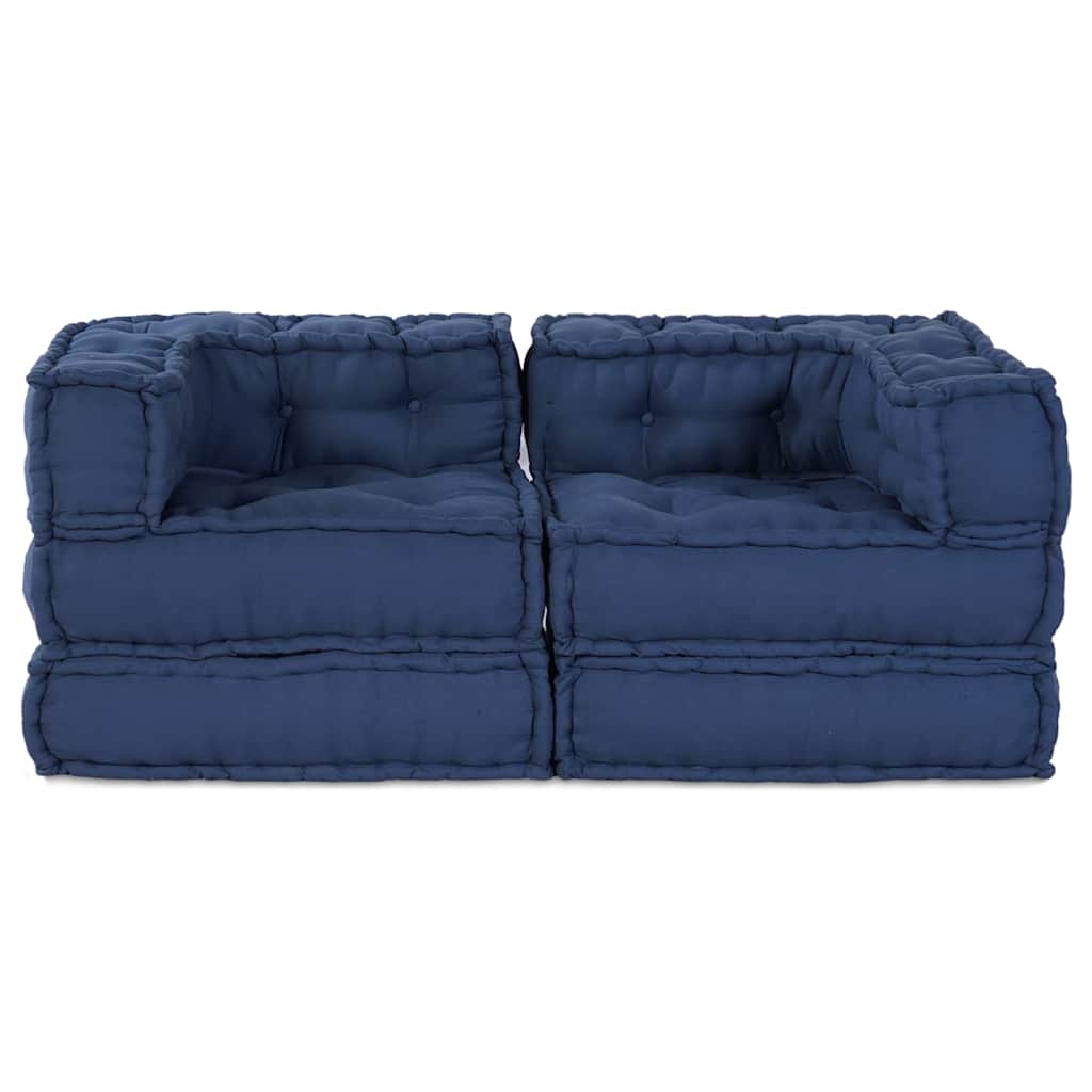 Unità di Divano Modulare 2 pcs Indaco 140 x 70 x 56 cm Tessuto | homemem39