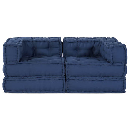 Unità di Divano Modulare 2 pcs Indaco 140 x 70 x 56 cm Tessuto | homemem39