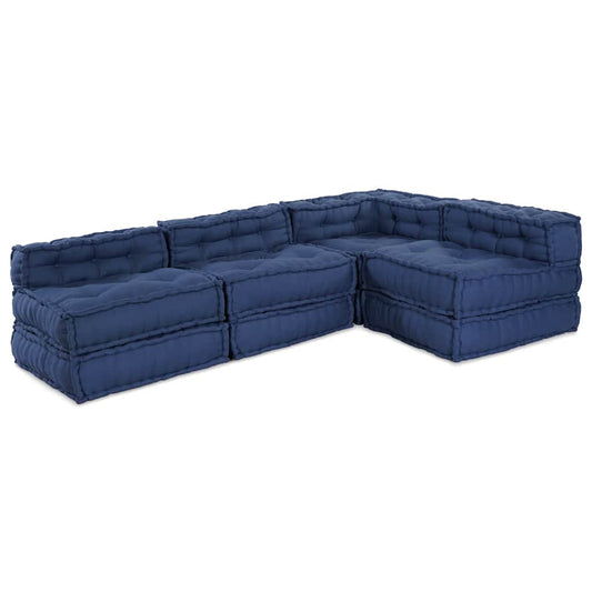 Unità di Divano Modulare 4 pcs Indaco Tessuto | homemem39