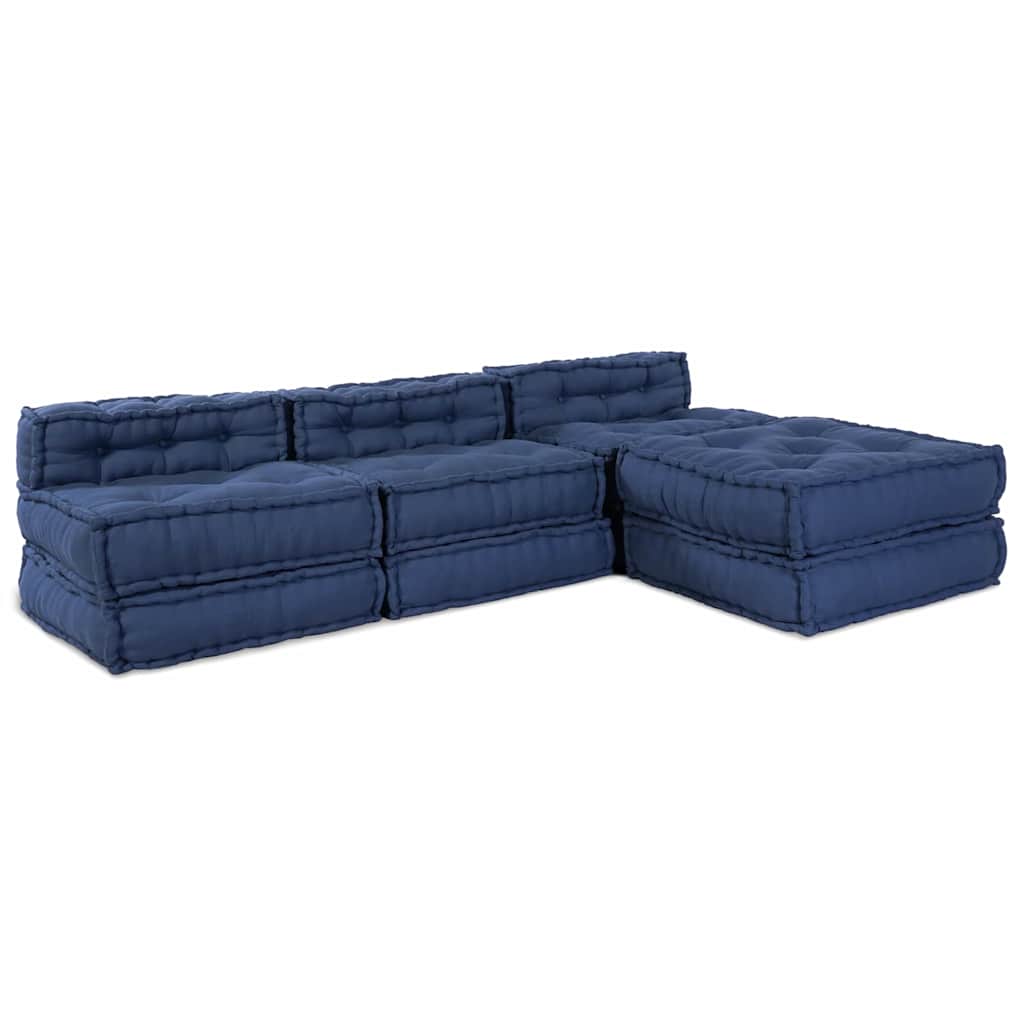 Unità di Divano Modulare 4 pcs Indaco Tessuto | homemem39