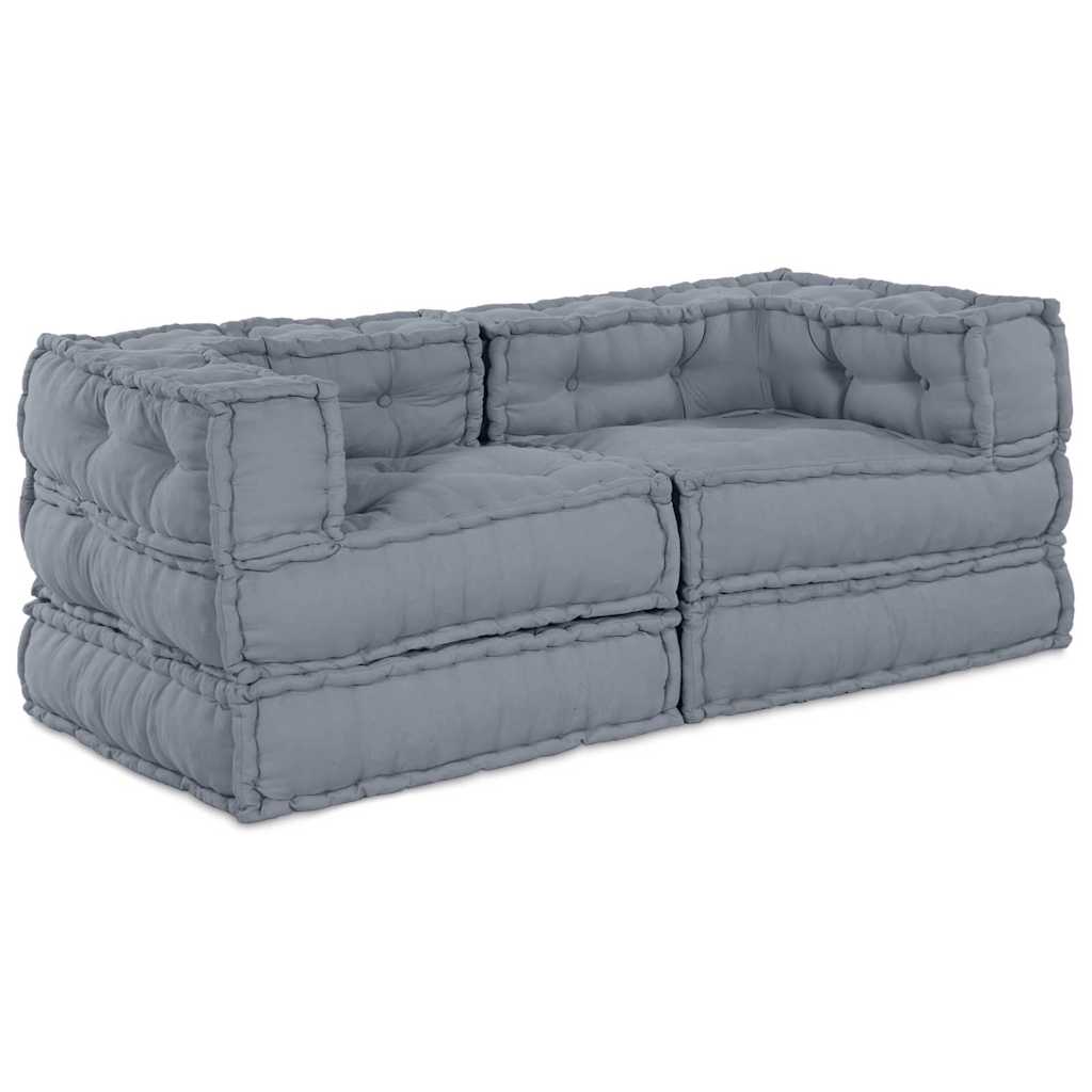 Unità di Divano Modulare 2 pcs Grigio 140 x 70 x 56 cm Tessuto | homemem39