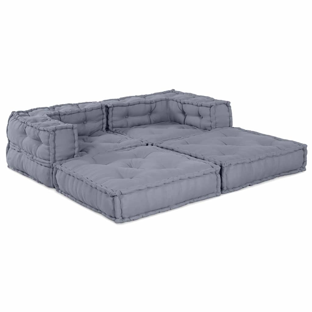 Unità di Divano Modulare 2 pcs Grigio 140 x 70 x 56 cm Tessuto
