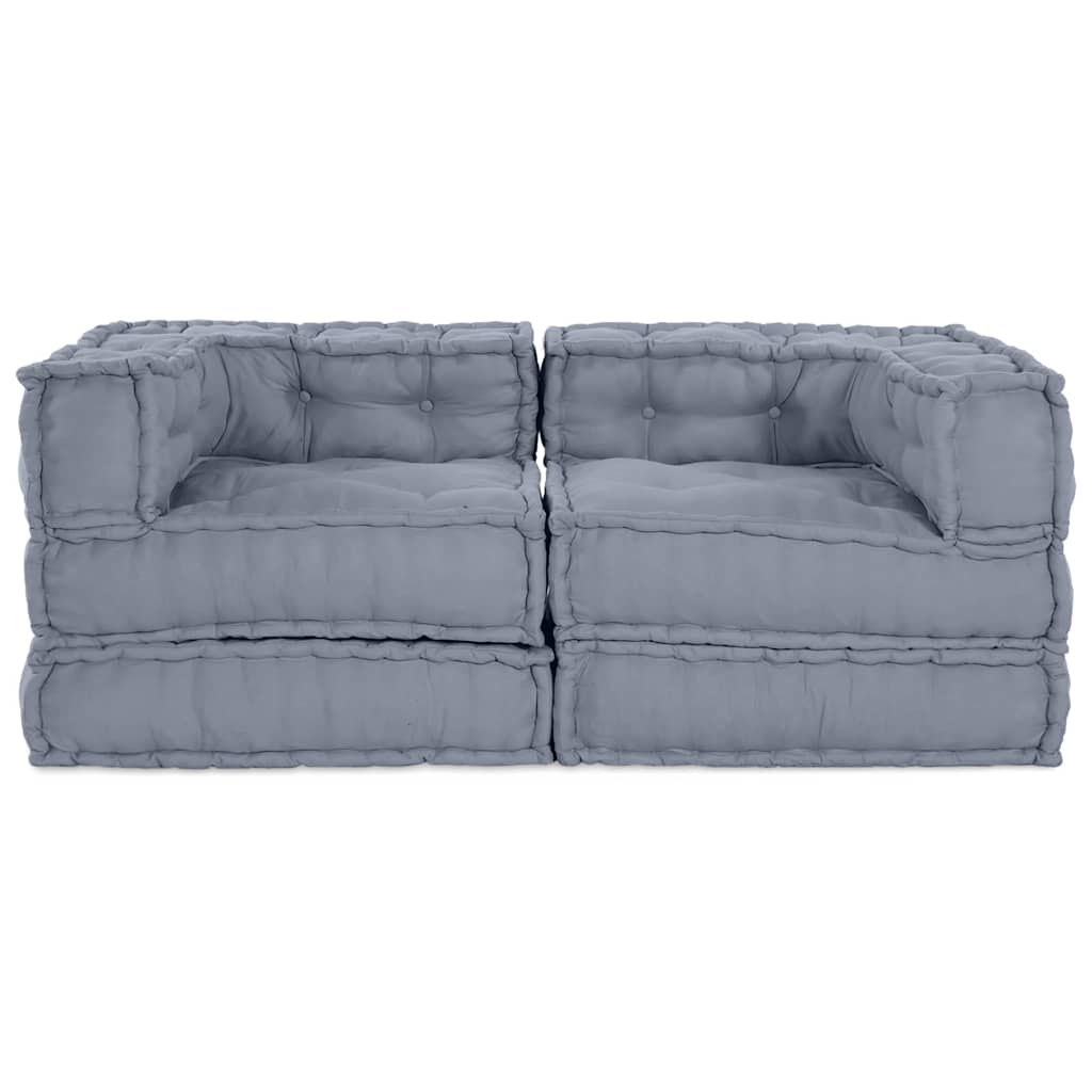Unità di Divano Modulare 2 pcs Grigio 140 x 70 x 56 cm Tessuto | homemem39