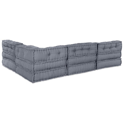 Unità di Divano Modulare 4 pcs Grigio Tessuto
