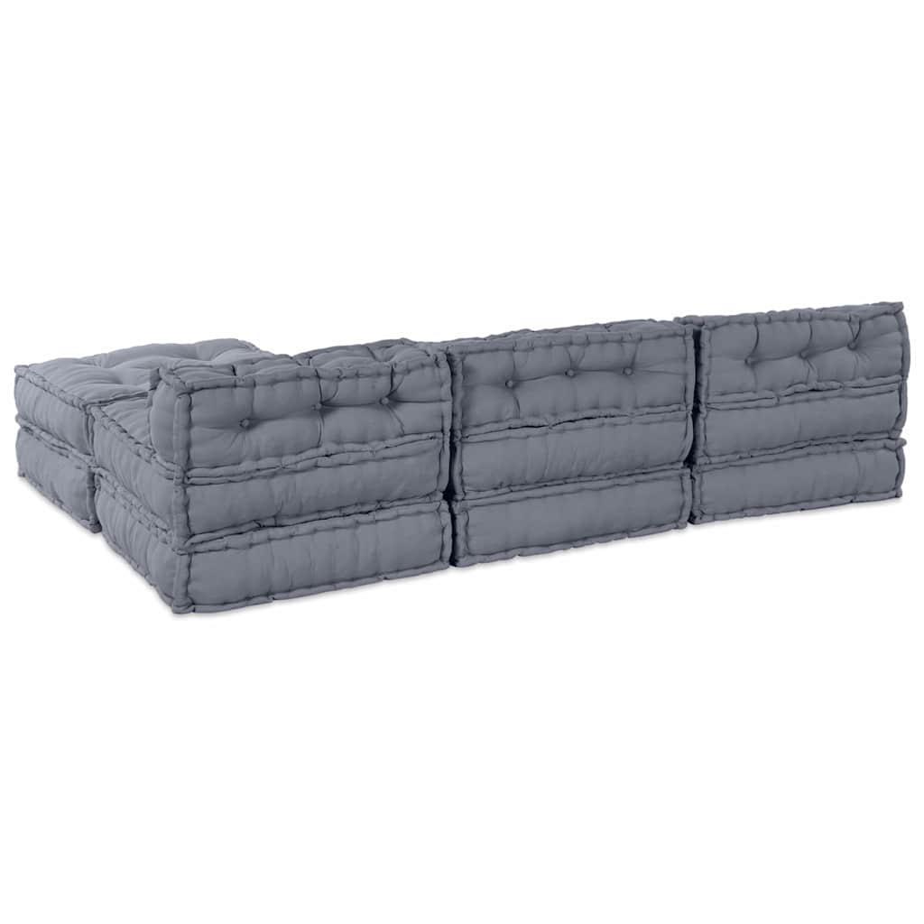 Unità di Divano Modulare 4 pcs Grigio Tessuto