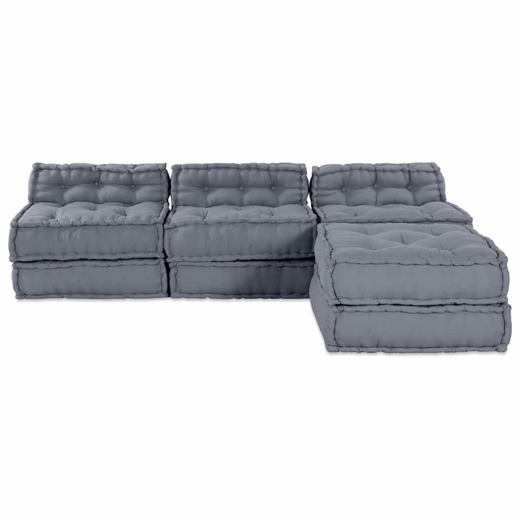 Unità di Divano Modulare 4 pcs Grigio Tessuto