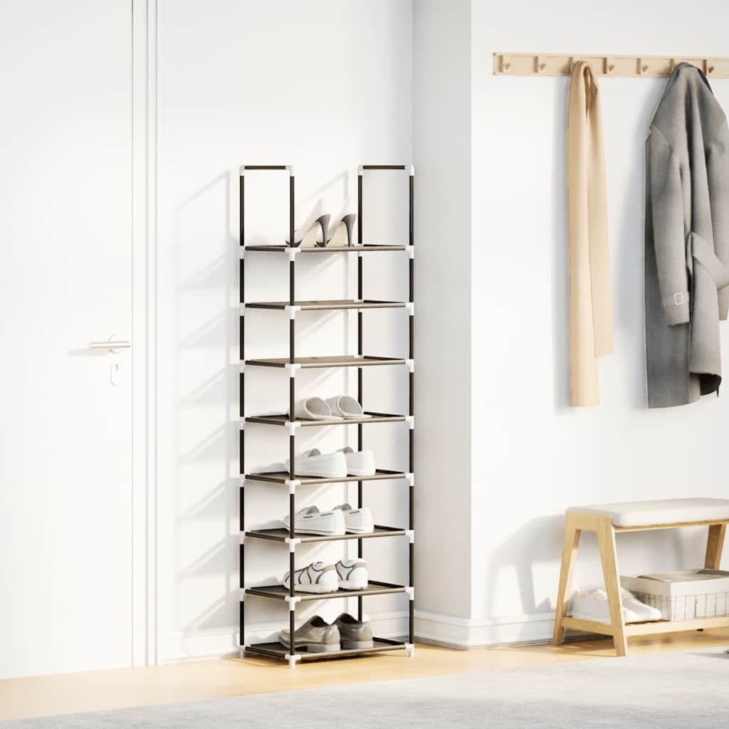 Scarpiera 8 Ripiani Nera 44x28x145 cm in Tessuto Non Tessuto - homemem39