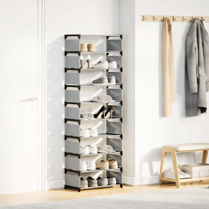 Scarpiera 10 Ripiani Grigia 54x28x158 cm in Tessuto Non Tessuto - homemem39