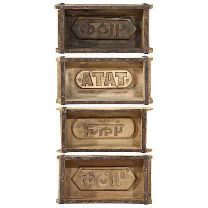 Vassoio 4 pz Marrone 30 x 15 x 9 cm Legno Recuperato Massello | homemem39