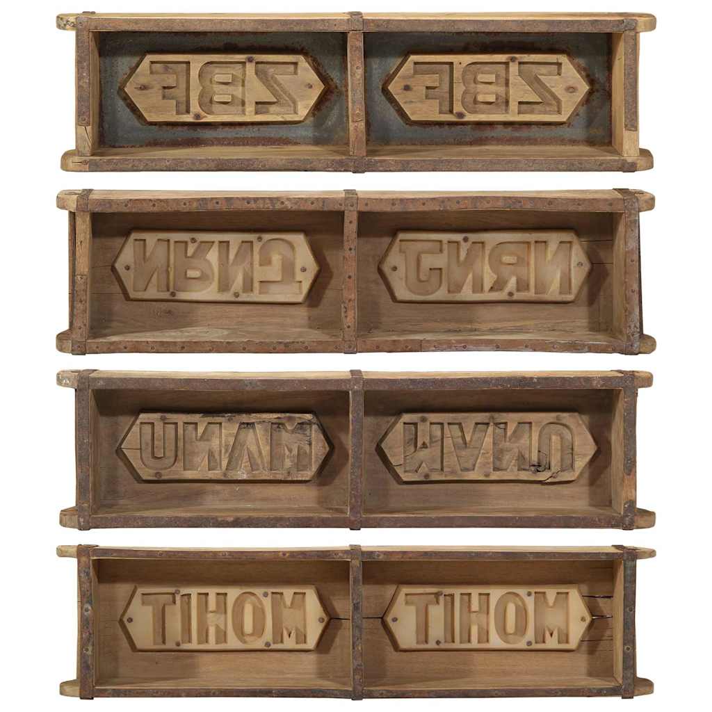 Vassoio 4 pcs Marrone 57 x 15 x 9 cm Legno Recuperato Massello | homemem39