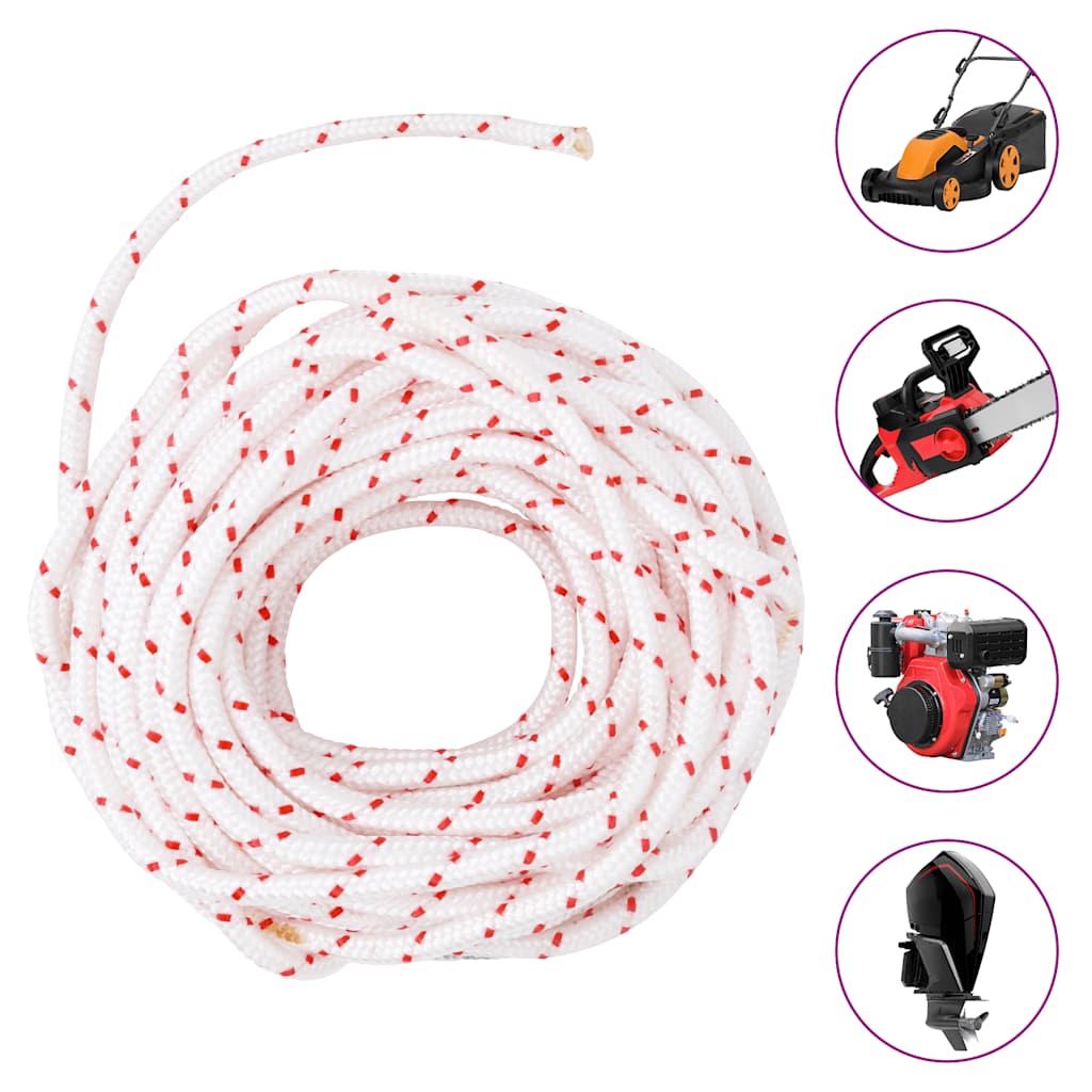 Fune di Avviamento a Strappo Bianco e Rosso Ø6 mm 10 m in Nylon