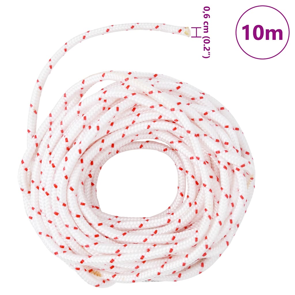 Fune di Avviamento a Strappo Bianco e Rosso Ø6 mm 10 m in Nylon