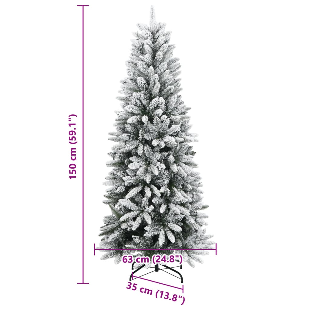 Albero di Natale Artificiale con 150 LED e Neve Fioccata 150 cm