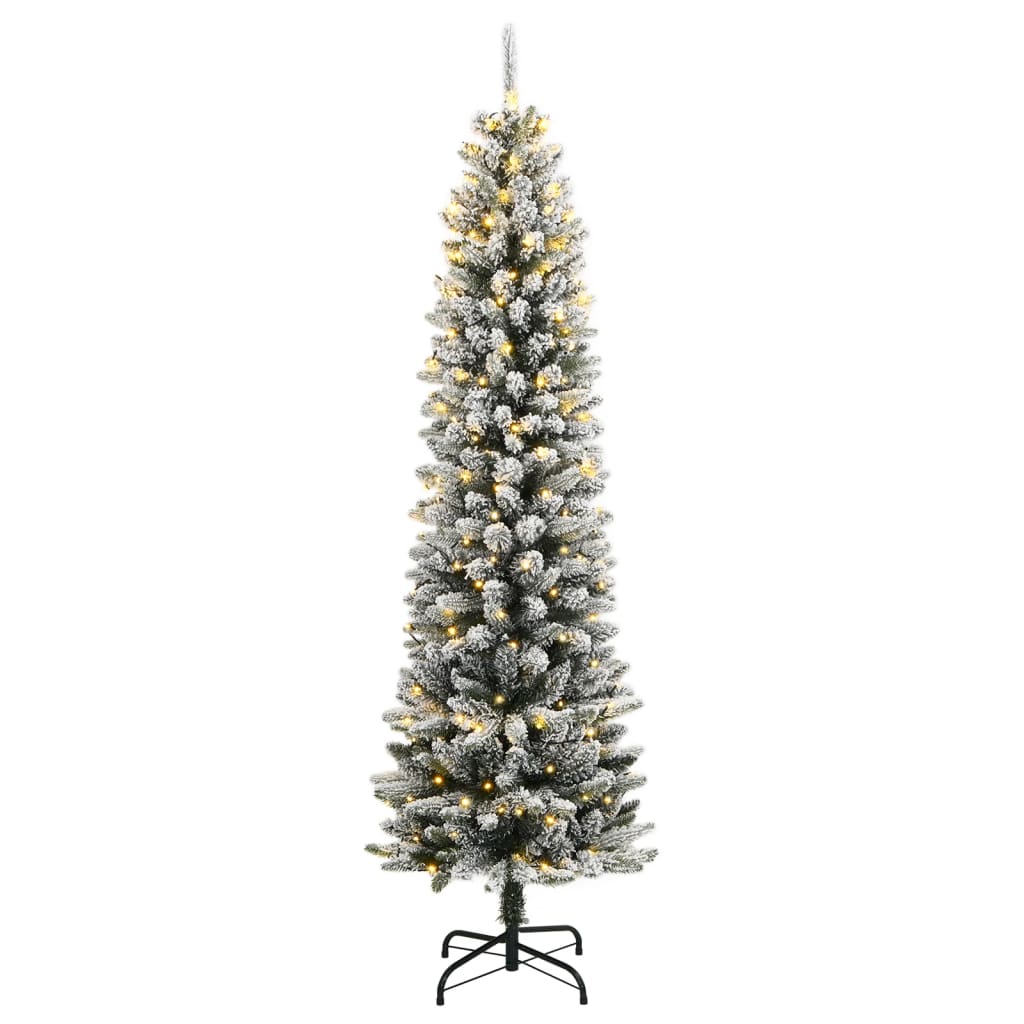 Albero di Natale Artificiale con 150 LED e Neve Fioccata 120 cm