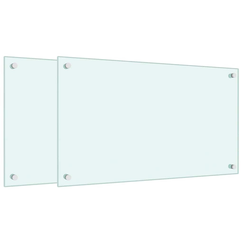 Paraschizzi per Cucina 2 pz Bianchi 70x40 cm in Vetro Temperato - homemem39