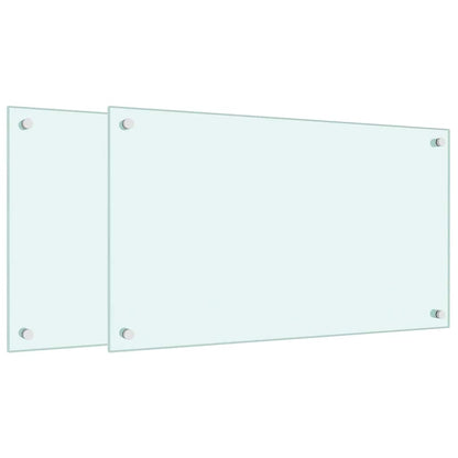 Paraschizzi per Cucina 2 pz Bianchi 70x40 cm in Vetro Temperato - homemem39