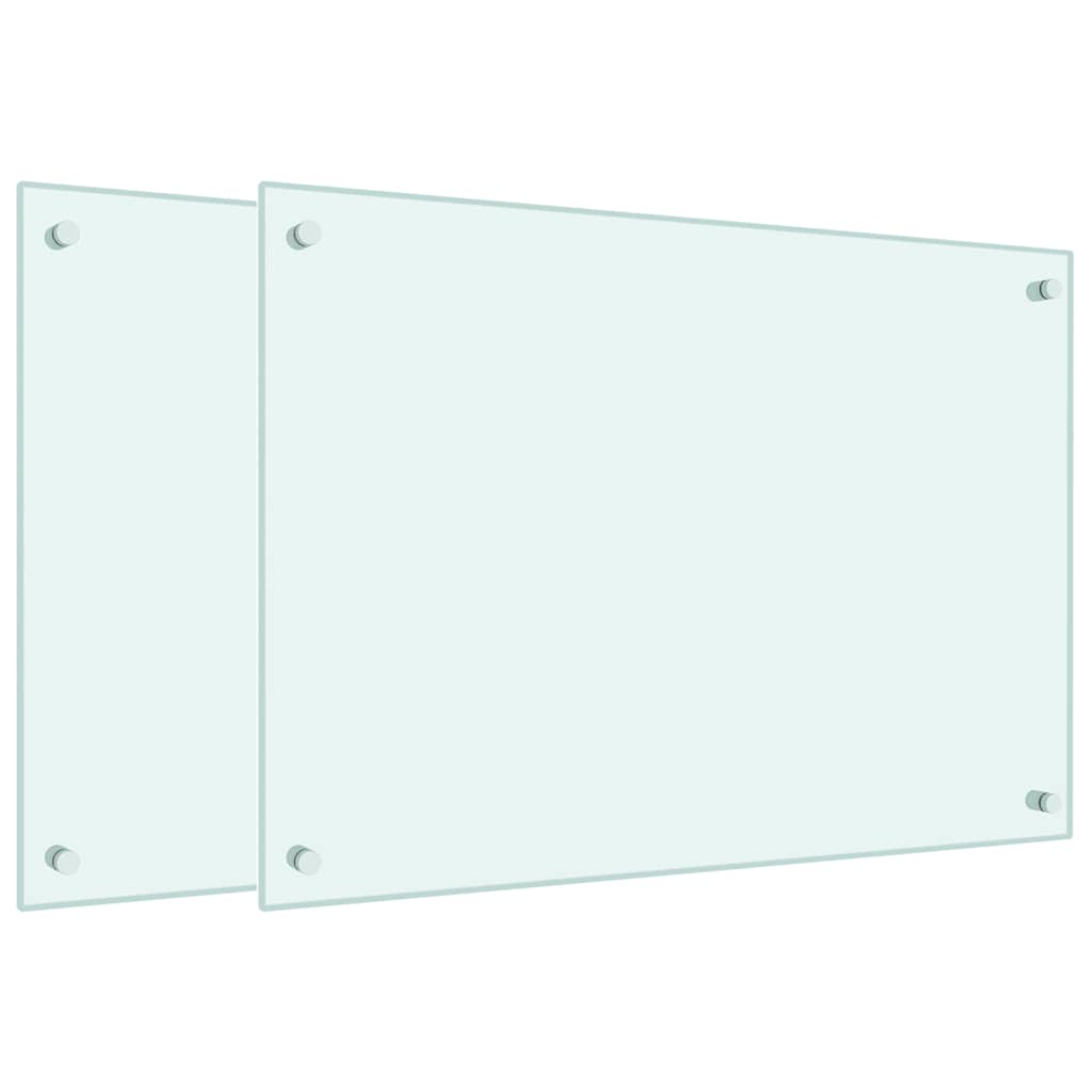 Paraschizzi per Cucina 2 pz Bianchi 70x50 cm in Vetro Temperato - homemem39