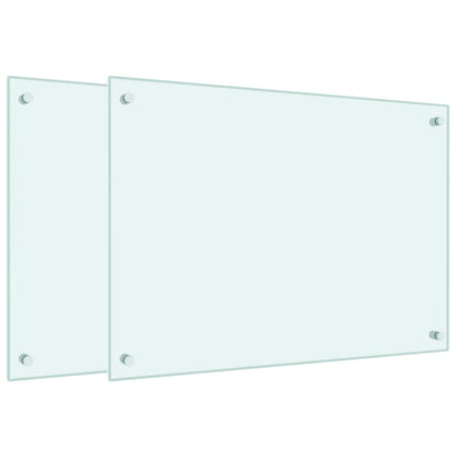 Paraschizzi per Cucina 2 pz Bianchi 70x50 cm in Vetro Temperato - homemem39