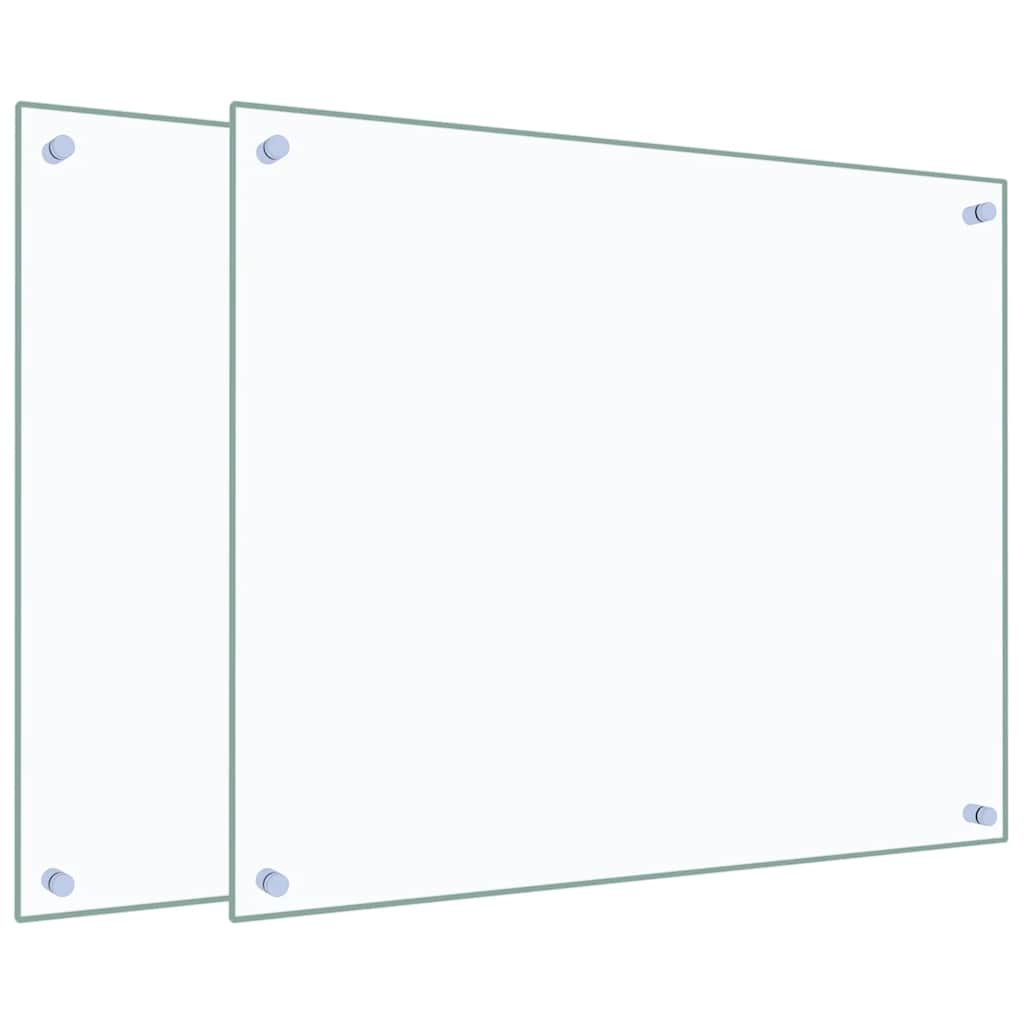 Paraschizzi per Cucina 2 pz Trasparente 70x60cm Vetro Temperato - homemem39