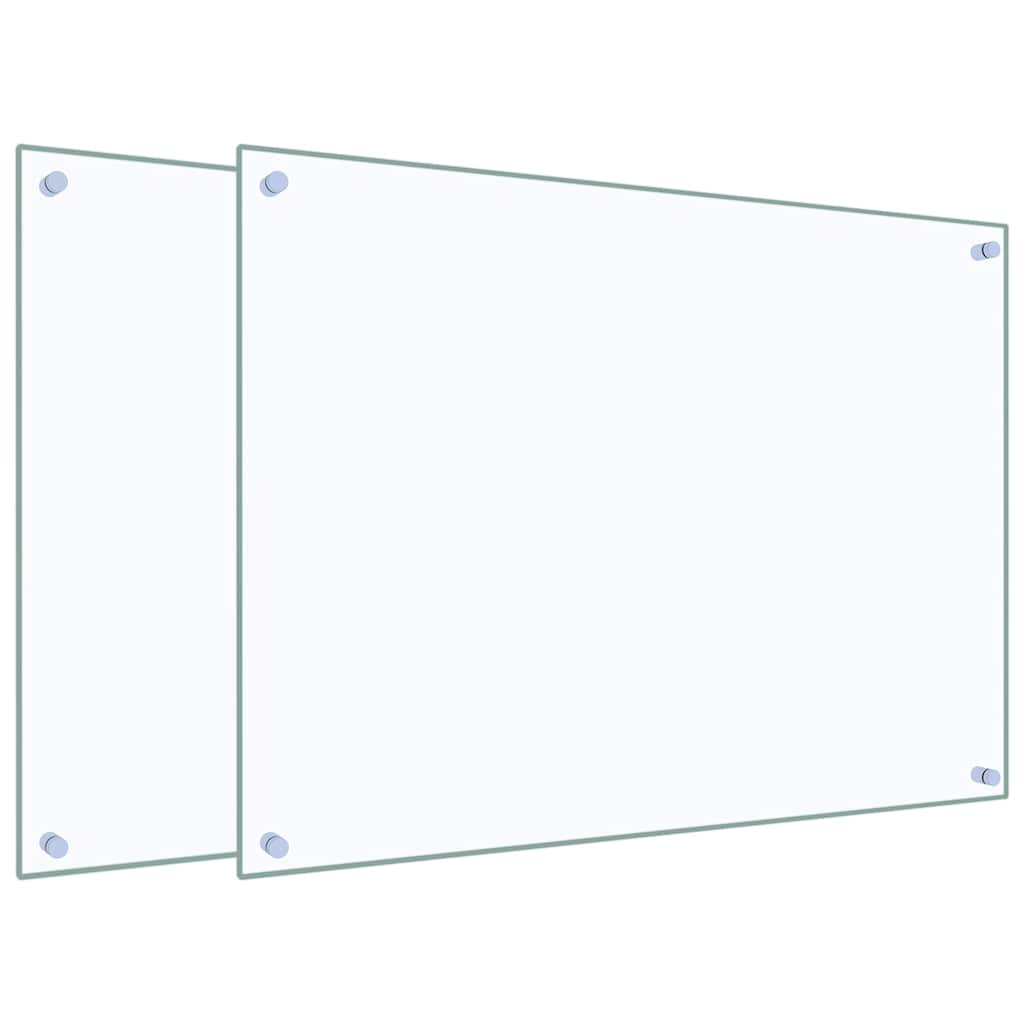 Paraschizzi per Cucina 2 pz Trasparente 80x60cm Vetro Temperato - homemem39