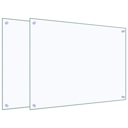 Paraschizzi per Cucina 2 pz Trasparente 80x60cm Vetro Temperato - homemem39